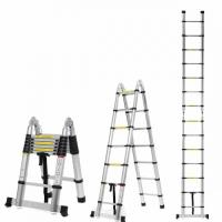 Лестница Алюмет телескопическая двухсторонняя с шарниром 1,6+1,6