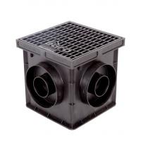 Водоприемник 200*200 (решетка+перегородка) черный