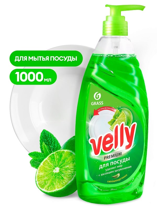 Фото Средство для мытья посуды Velly Premium 1л Лайм и мята