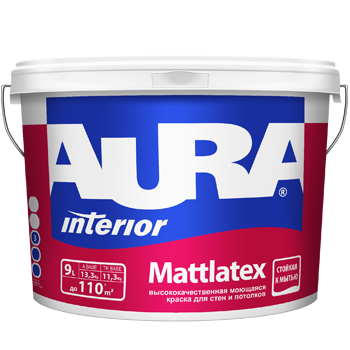 Фото Краска интерьерная моющаяся  для стен и потолков AURA MATTLATEX 0,9 л