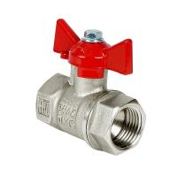 Кран Вода 1/2 ВР/ВР ручка-бабочка красный с никелевым покрытием VALFEX