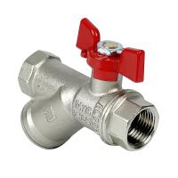 Кран Вода 1/2 ВР/ВР ручка-бабочка красный никель VALFEX