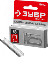 Скобы закаленные ЗУБР ЭКСПЕРТ 6мм тип 53 красные 1000шт