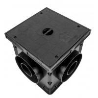 Водоприемник 200*200 с крышкой  (решетка+перегородка) черный