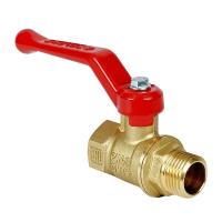 Кран Вода 1 ВР/НР ручка-рычаг красный латунь Валфэкс