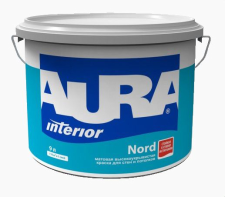 Краска для стен и потолков матовая высокоукрывистая AURA NORD 2,7л