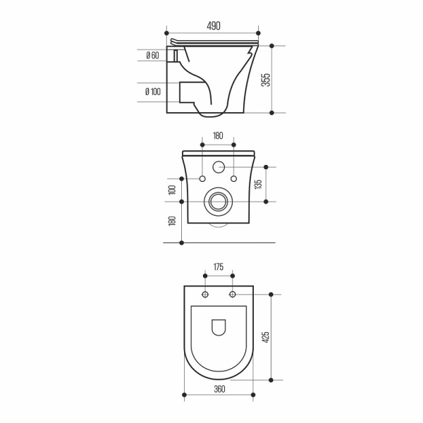 Унитаз подвесной Wave Trend безободковый, микролифт, белый