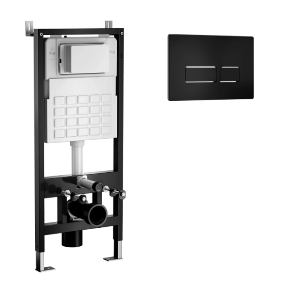 Система инсталляции WAVE, двухрежимная прямоугольная кнопка V2 черная