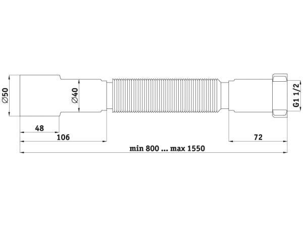 Гофра Ани 1 1/2 40/50 удлиненная (К116)