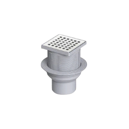 Трап вертикальный 100x100 мм регулируемый с решеткой из нерж.стали выпуск 50 мм