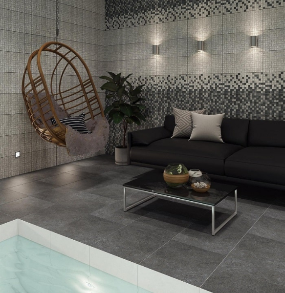 Плитка Мегаполис темно-серая мозаика 250х500*8мм