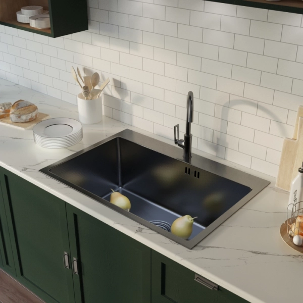 Мойка настольный монтаж 65х45 (3,0) вып 3 1/2 черный