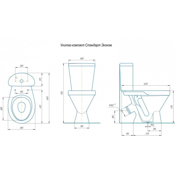Унитаз-компакт Стандарт белый (Rosa)