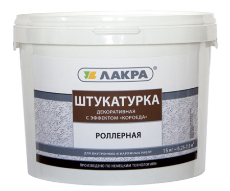 Фото Штукатурка Лакра роллерная декоративная с эффектом короеда 15 кг.