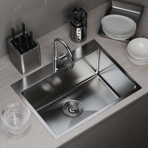 Мойка настольный монтаж 60х45 (3,0) вып 3 1/2 сатин