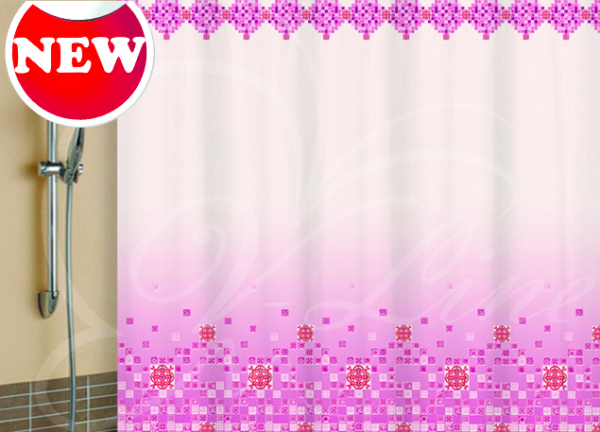 Штора  180х180см полиэстер Мозаика розовая 1582-4