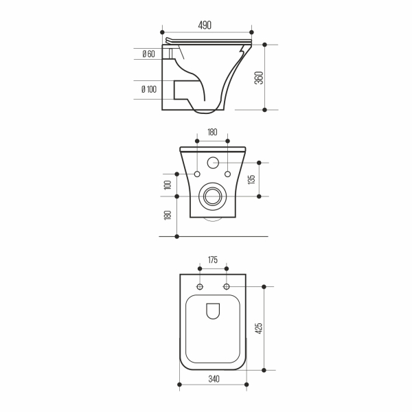 Унитаз подвесной Wave City безободковый, микролифт, белый