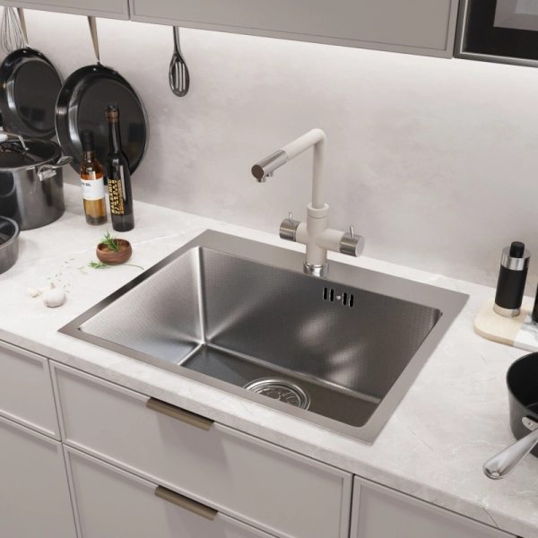 Мойка настолный монтаж 53х43 (3,0) вып 3 1/2 сатин нано